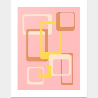 Retro rectangles - pink and tan Posters and Art